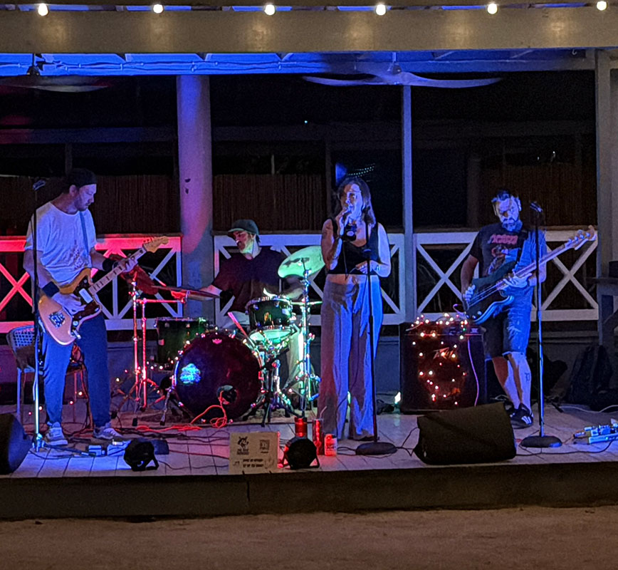 The Heat Seekers full band performing live on stage at Hull Bay Hideaway St Thomas USVI