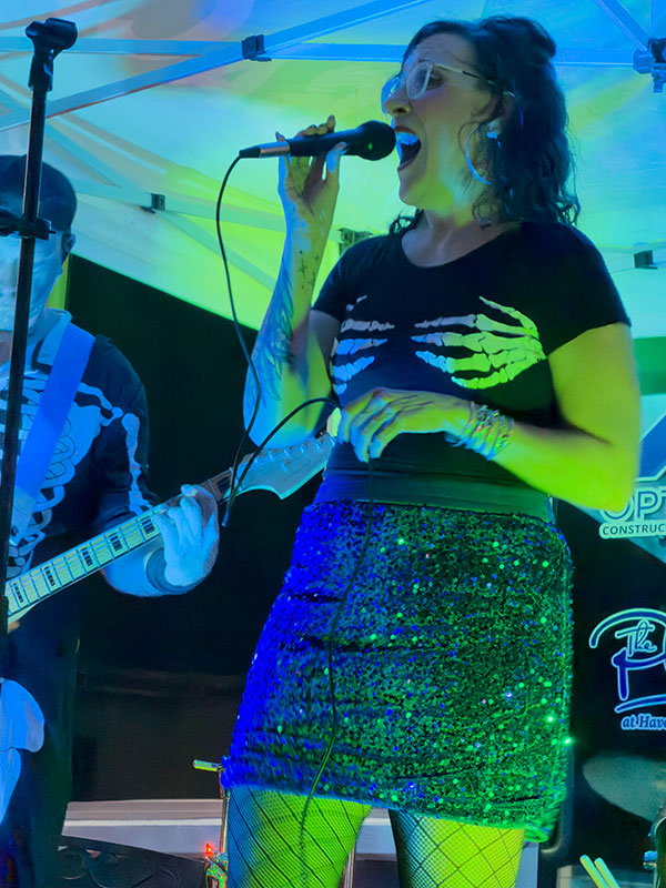 Heat Seekers vocalist Stef singing live on stage in St Thomas USVI